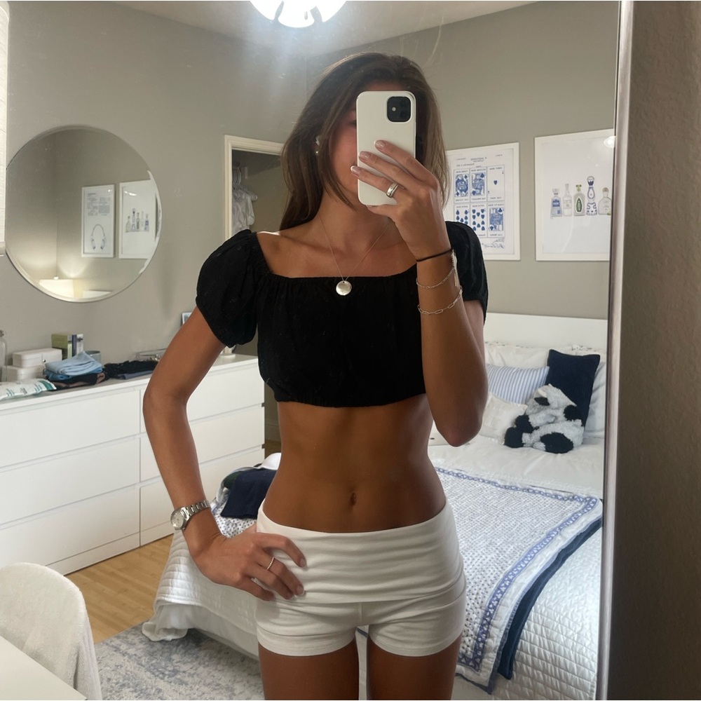 Black Puff Sleeve Mini Top